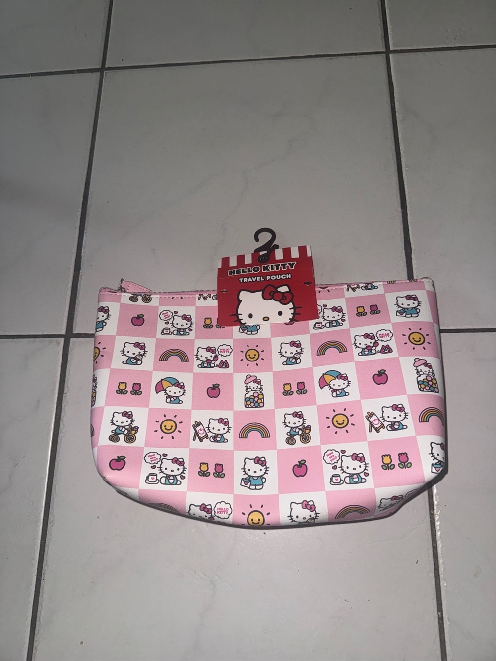 Hello Kitty Pink Checkered travel pouch
